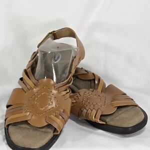 Dr Schools Sandal Brown Women's 10 M Leather Strappy Sling Backs Adjustable Rea